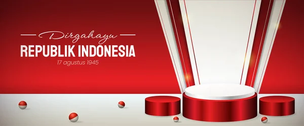 Exhibición Del Podio Para Indonesia Día Independencia Página Banner Del Vectores de stock libres de derechos