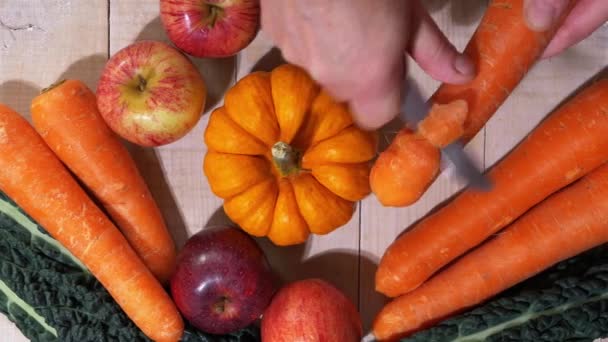 Przygotowanie zdrowia Jesienny wybór żywności — Wideo stockowe