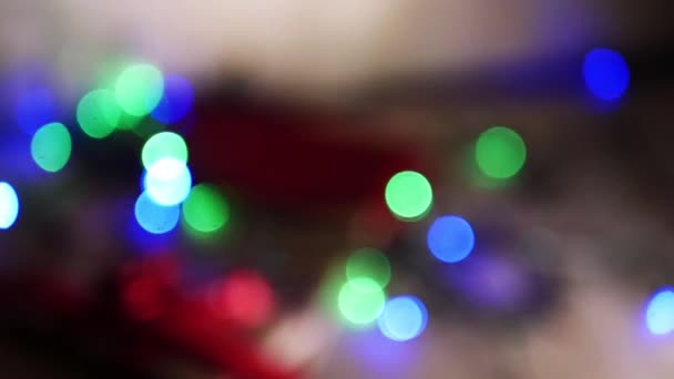 Barevná vánoční světla bokeh třpyt — Stock video