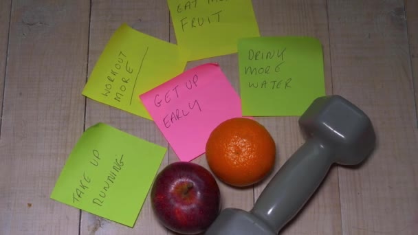 Notas pegajosas para motivação para ficar saudável — Vídeo de Stock