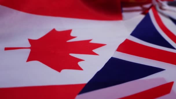 Kanadensisk flagga med Union Jack brittisk flagga — Stockvideo