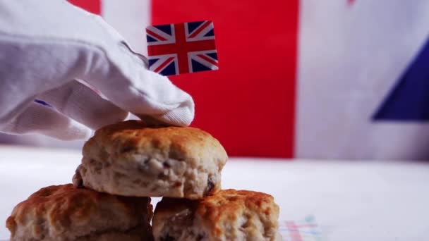 英国传统的烤饼食物 — 图库视频影像