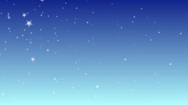 Gece yıldızları altın gökyüzü animasyonuna karşı yüzerler. 