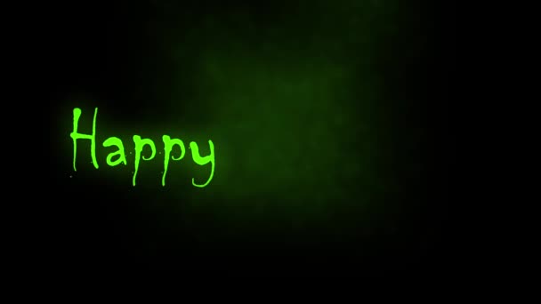 Feliz Halloween neon verde escrevendo em animação de fundo infernal — Vídeo de Stock