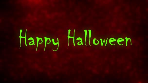 Glad Halloween neon grönt skrivande på hellish röd bakgrund animation — Stockvideo