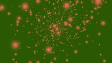 Yeşil arkaplan animasyonuna karşı turuncu ışık küreleri 