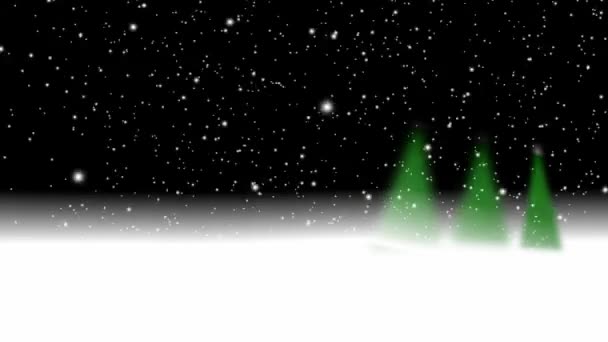 Χριστουγεννιάτικα δέντρα σε χειμερινή χιονόπτωση φόντο animation — Αρχείο Βίντεο
