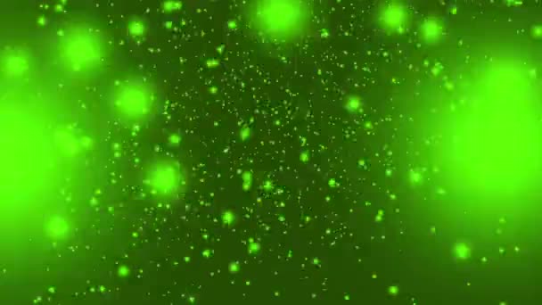 Esferas de luz verde contra fondo verde animación abstracta — Vídeo de stock