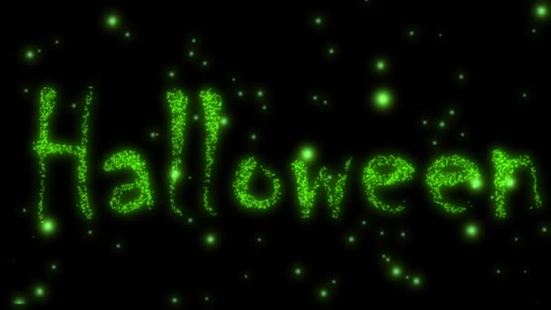 Halloween esferas de luz dourada contra a animação céu preto — Vídeo de Stock