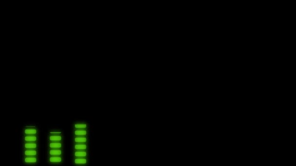 Digital equalizador de áudio luzes verdes sobre fundo preto — Vídeo de Stock