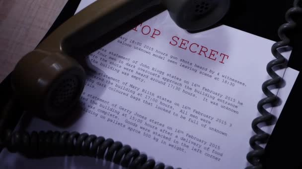 Dialing hotline with top secret information — Stock Video