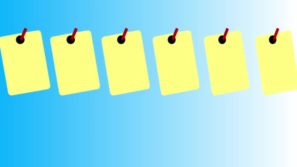 Yellow sticky notes on blue background animation — Stock Video