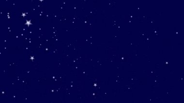 Gece yıldızları derin mavi gökyüzü animasyonuna karşı yüzerler. 
