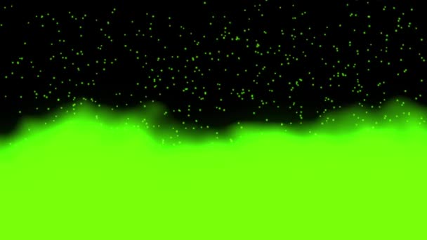 Leuchtend grüne Wellen Animation mit schwebenden Teilchen — Stockvideo