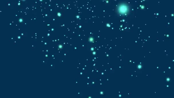 Esferas de luz verde contra animación de fondo azul oscuro — Vídeo de stock