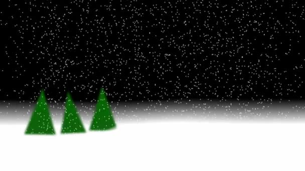 Alberi di Natale su neve invernale sfondo animazione — Video Stock