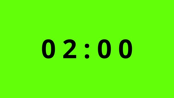 Зелений цифровий годинник, що підраховується на зеленому фоні — стокове відео