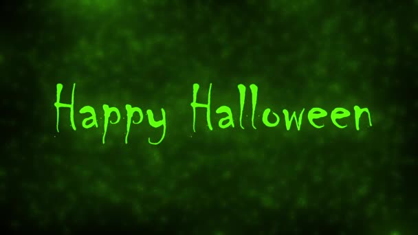 Boldog Halloween neon zöld írás pokoli háttér animáció — Stock videók