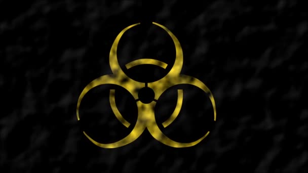 Radioaktív szennyeződés figyelmeztető szimbólum sötét füst animációval — Stock videók