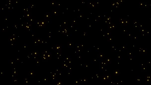 Zlaté hvězdy se vznášejí proti černé obloze animace — Stock video