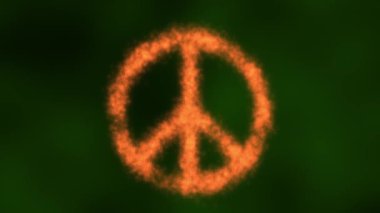 Campaign for nuclear disarmament peace symbol burns animation 