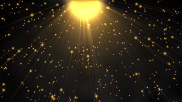 Gouden sterren zweven tegen zwarte lucht animatie — Stockvideo