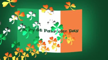 Mutlu Aziz Patrick Günü Yeşil arka planda yüzen yoncalarla