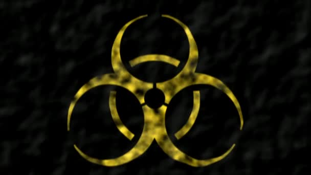 Glitching radioactive contamination warning symbol with dark smoke animation — Video Stock