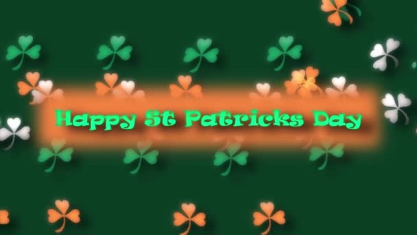 Happy Saint Patrick Day greeting with shamrocks floating animation — Video