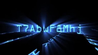 Authorized scrambled data animation in blue matrix style data