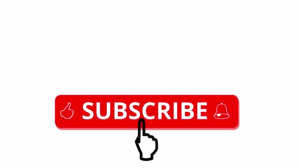Subscribe button for social media channel animation with love hearts — Stock video