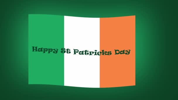 Drapeau irlandais avec Happy Saint Patrick Day saluant animation — Video