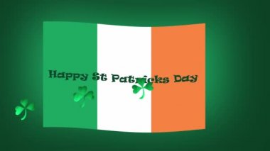 Mutlu Aziz Patrick Günü Yeşil arka planda yüzen yoncalarla