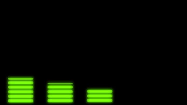 Digital audio equalizer green lights on black blackground — Video