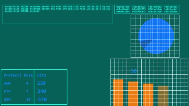 Security software screen on a network firewall animation — Stock Video