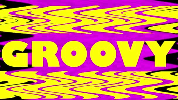Groovy psicodélico amarillo y rosa animación colorida — Vídeos de Stock