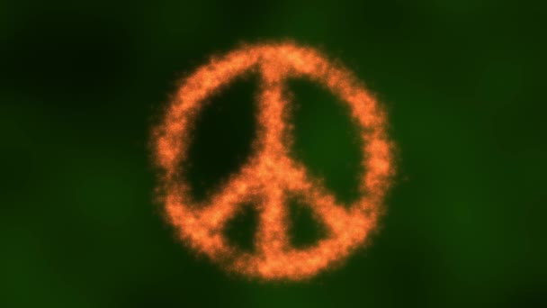 Brinnande kampanj för kärnvapennedrustning fredssymbol blåser bort — Stockvideo