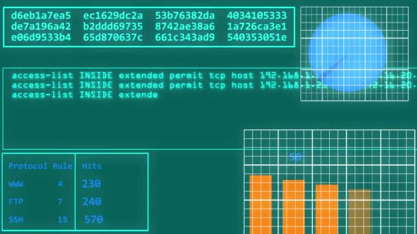 网络防火墙动画上的安全软件屏幕 — 图库视频影像