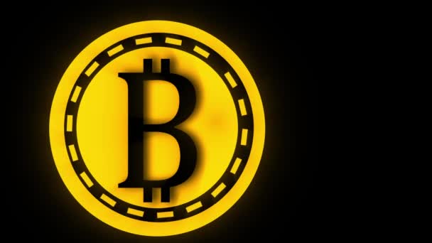 Goud Bitcoin digitaal geld munt op zwarte achtergrond — Stockvideo
