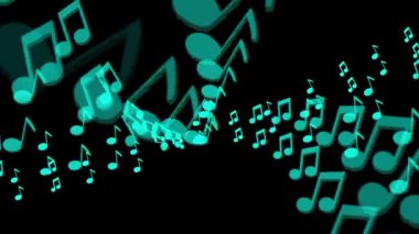 Müzik notaları siyah arkaplan animasyonunda yüzer