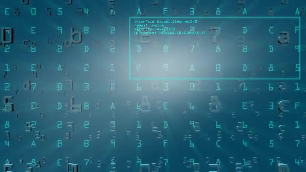 Datenflüsse Durch Matrix Mit Computercodeanimation Auf Blauem Hintergrund — Stockvideo