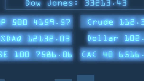 Mercado Ações Animação Exibição Digital Índice Financeiro Fundo Azul — Vídeo de Stock