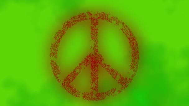 核裁军和平象征的焚毁运动摧毁了绿色的背景 — 图库视频影像