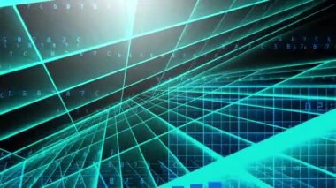 Matrix grid style animation with flowing data abstract