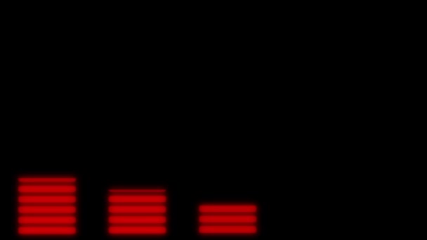 黑色背景动画中的数字音频均衡器红灯 — 图库视频影像