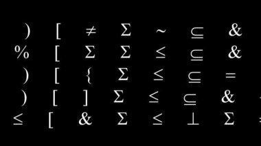 Mathematics symbols gird moving fast on black background animation