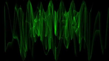 Soyut animasyon arka planında hızla hareket eden gelecekteki yeşil ışık ışınları