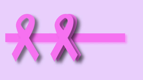 Göğüs Kanseri Farkındalığı Ayı Pembe Kurdele Animasyonu Pembe Arka Plan — Stok video