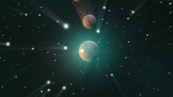 Planet Rymden Med Stjärnor Omloppsbana Avlägsen Galax Animation Mörk Bakgrund — Stockvideo