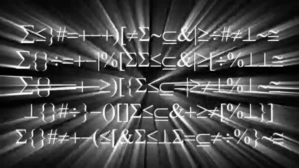 Mathematics Symbols Gird Moving Fast Black Background Animation — Stock videók